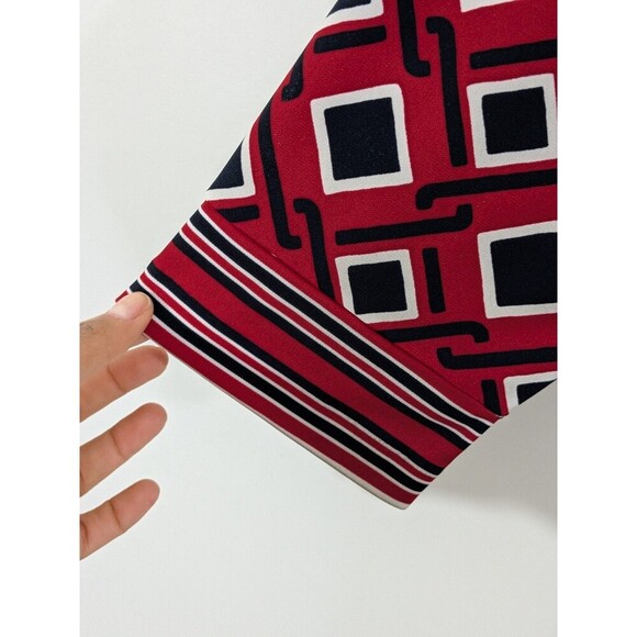 Talbots Red/Black Diamond Print 3/4 Sleeve Shift Dress Sz 3XP Jersey Knit Career - Picture 5 of 7